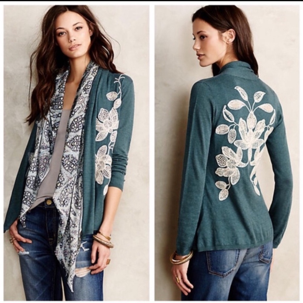 Anthro Knitted & Knotted Morning Petals Cardigan